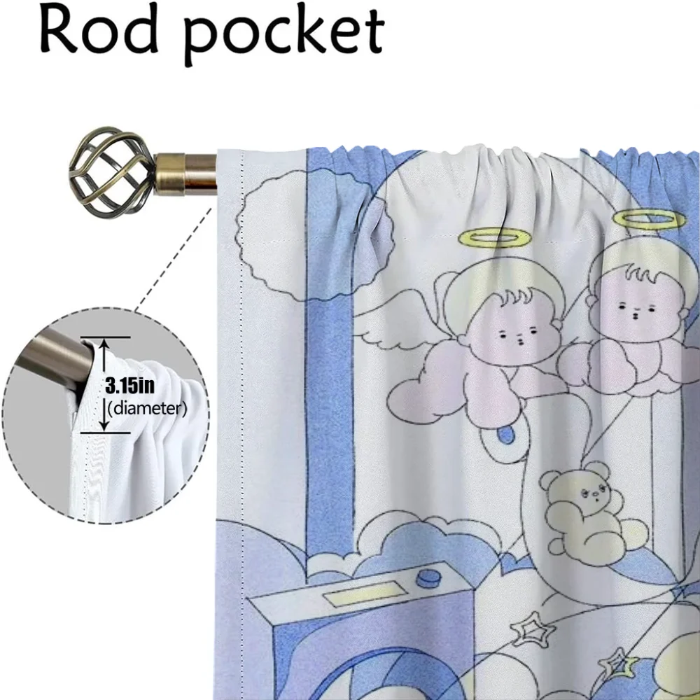 Cute Girl Blackout Curtains for Living Room Curtain Partition Halloween Decoration Tulle for Bedroom Shades Curtains 2 Pieces 4