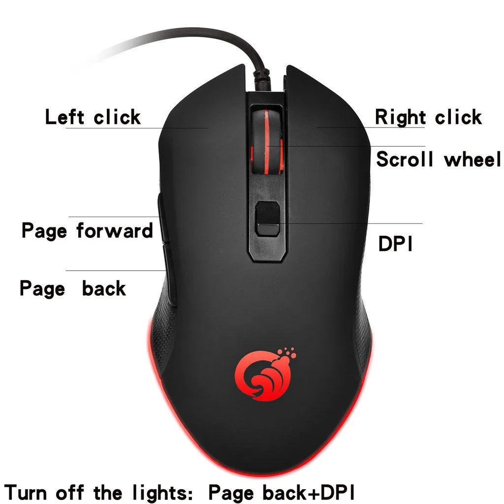 3600dpi Usb Wired Backlit Optical Mouse Ergonomic Game Portable Mice For Pc Ergonomic Mouse Gamer Six-stage For Windows Mac Os budget wireless gaming mouse