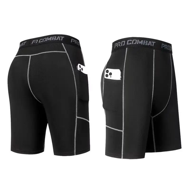 Men's Compression Shorts with Pocket Quick Dry Breathable Stretchy Base Layer for Sports Gym 1 Article