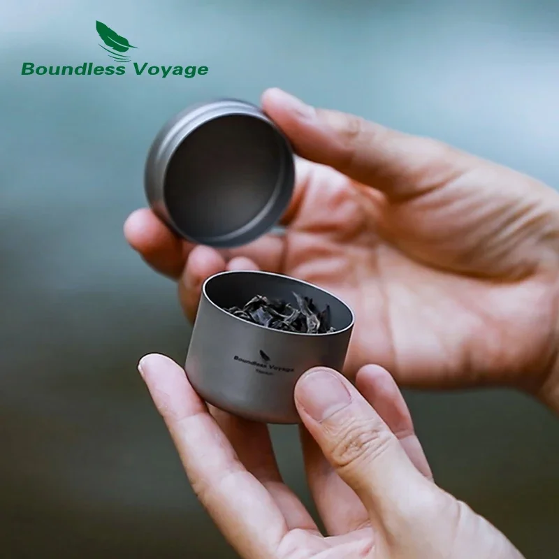 Boundless Voyage-35ml 미니 티타늄 차 보관 용기, 커피 차 캔디 용기..