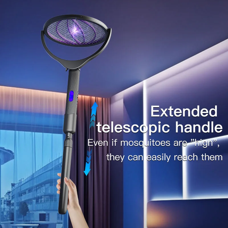 Telescopic Foldable Mosquito Swatter 2in1 Rotatable Bug Zapper with UV Light Wall Mount Mosquito Killer for Home Indoor Ceiling