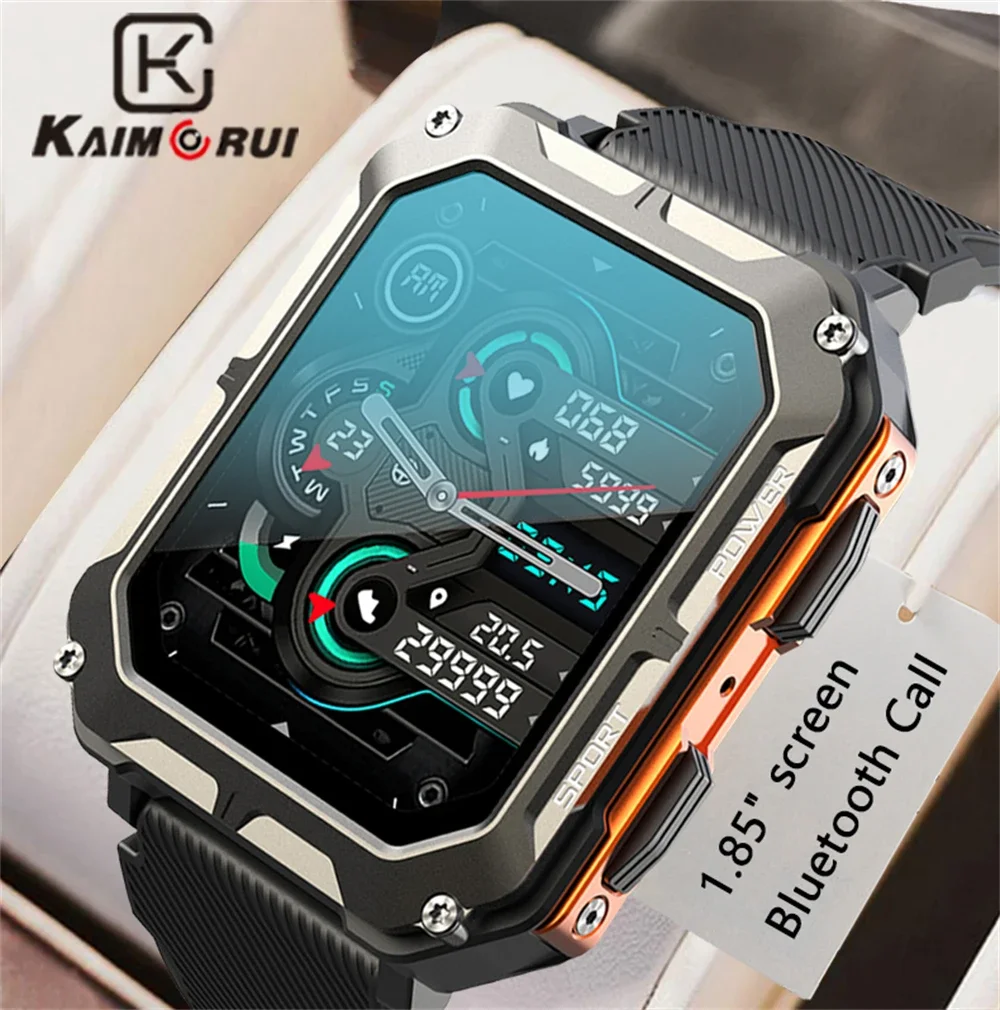 

Мужские Смарт-часы KAIMORUI с Bluetooth вызовом, 1,83 дюйма, IP68, водонепроницаемые, для спорта на открытом воздухе, фитнес-трекер, женские Смарт-часы для Android iOS