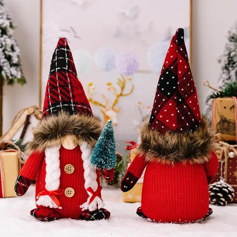 

3 Pcs Forest Old Man Doll Christmas Faceless Gnome Santa Doll Xmas Tree Hanging Ornament For Sofa Desk Table Night Stand decor