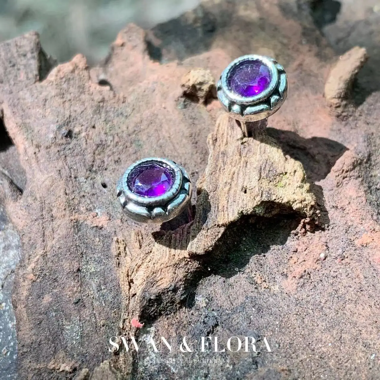 Natural Amethyst 925 Sterling Silver Stud Earrings For Women Jewelry Gift Simple  Jewelry Green