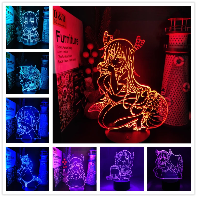 

3d-лампа Miss Kobayashi's Dragon Maid Tohru, светодиодная лампа Kobayashi Kanna Kamui quetzmixatl Lucoa для спальни, декор Lamparas