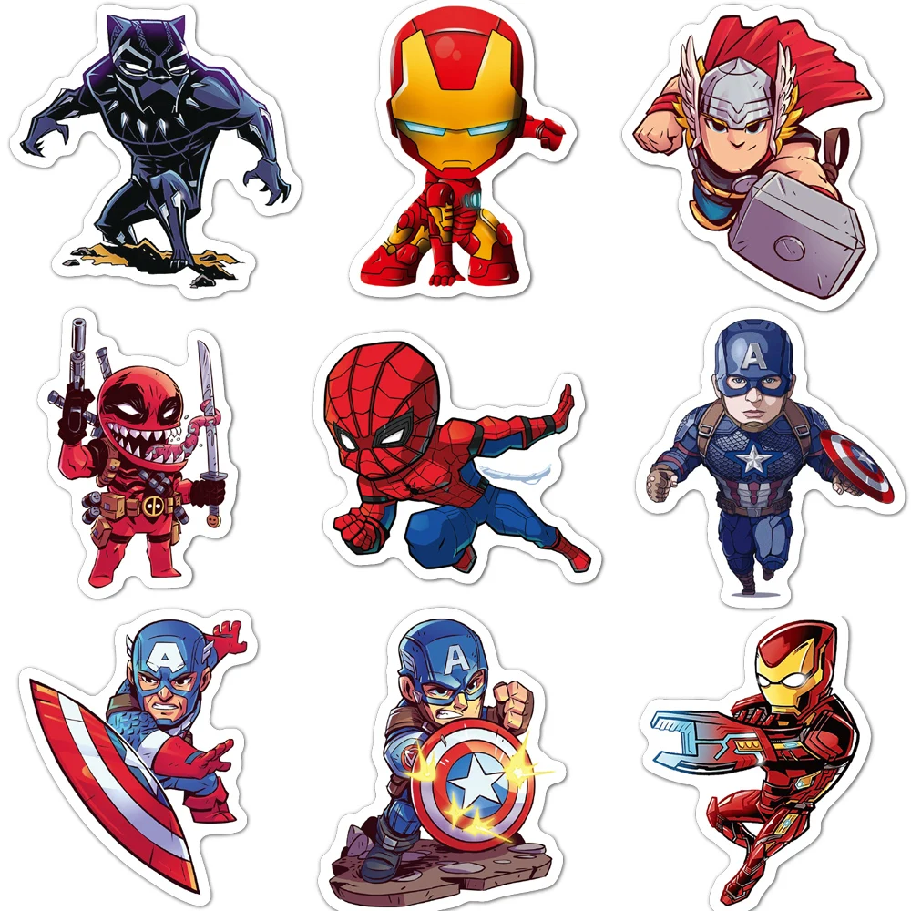 10/30/50/100PCS Disney Marvel The Avengers Cartoon Stickers for Kids Toy Graffiti Laptop Car Skateboard Superhero Cool Sticker images - 6