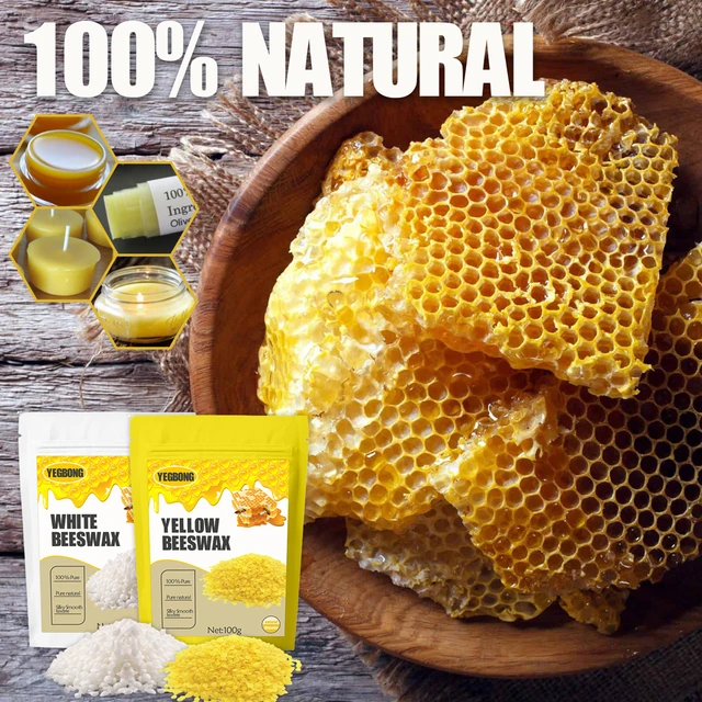 Vente de cire d'abeille jaune naturelle 100 grammes pour cosmetiques