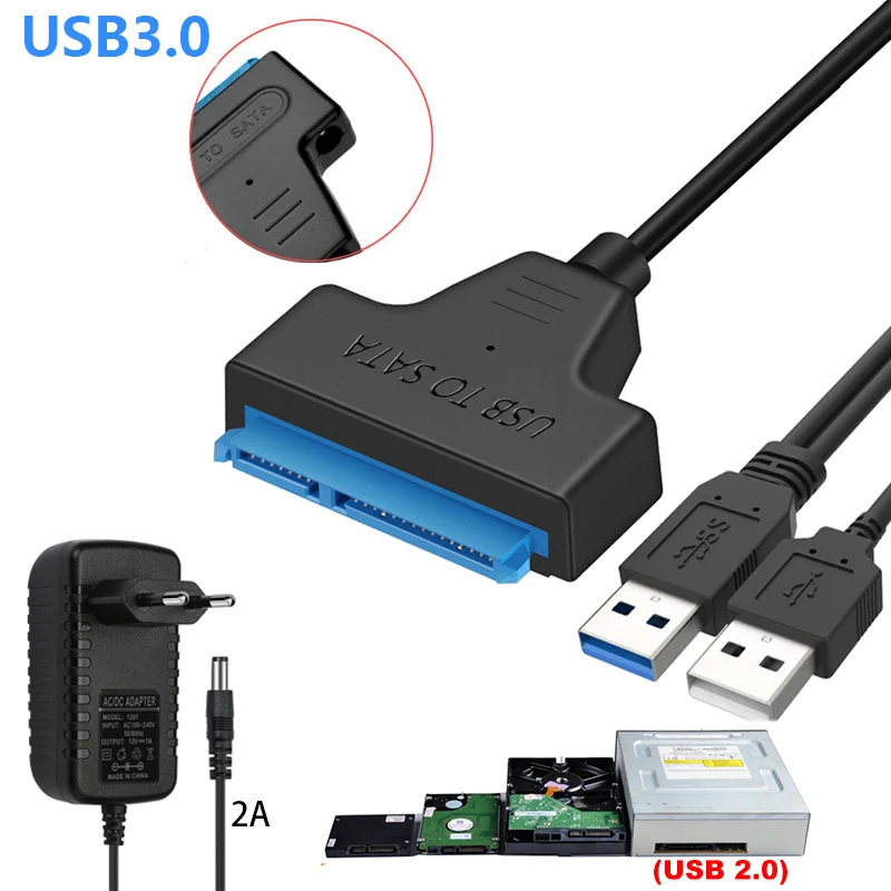 UniLink (TM) Câble adaptateur USB 3.0 vers SATA 22 broches SATA vers USB 3.0  Super Speed 2,5 Disque dur SSD 