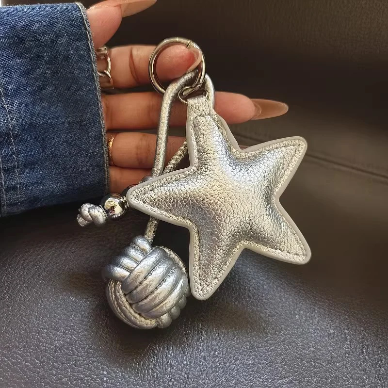Pendentif en cuir en corde tissée étoile à cinq branches colorée, nouvelle étoile tissée, sac à boule, porte-clés, petits accessoires créatifs