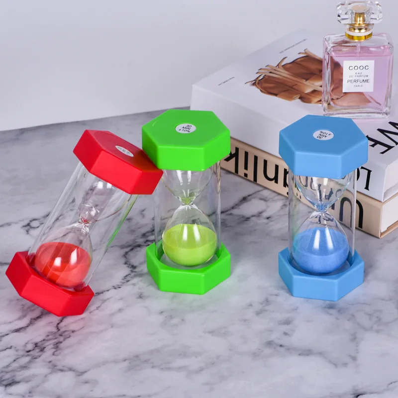 Hexagonal Hourglass Sand Clock for Kids Drop Resistance Kitchen Timer Home Decor Game Toys Gift 10 Minutes 15 Minutes 30 Minutes