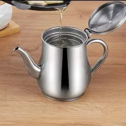 Stainless Steel Oil Storage Pot with Filter - Kitchen Essential Cooking Gadget (Steel13OZ)