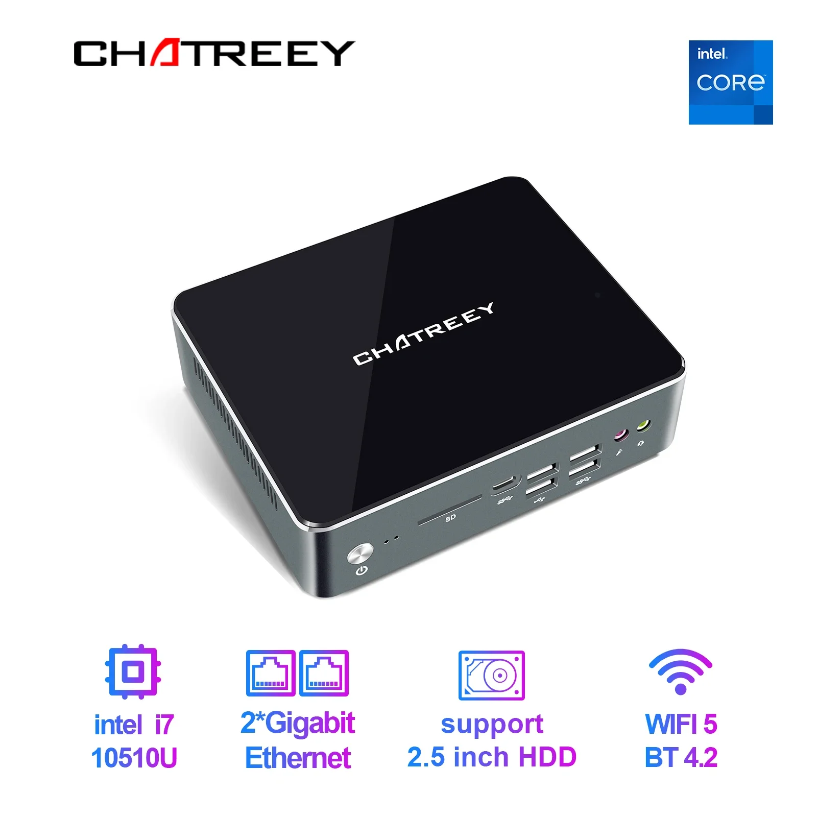 Chatreey Mini Pc I7 10510U I5 10210U Nvme Ssd Windows 11 Computer Desktop Da Gioco 2Xgigabit Ethernet
