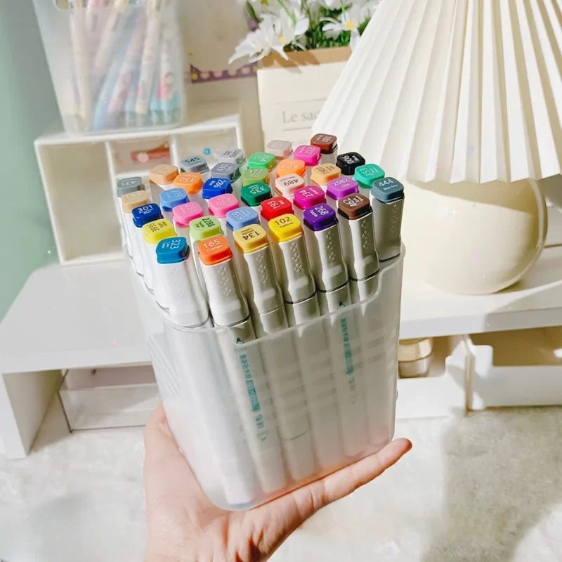 Pen Holder Desk Organizer Large Capacity Plastic Pen Holder Desktop Storage Desk Organizer Pencil Display Cup Simple Stationery Box Office Accessories
