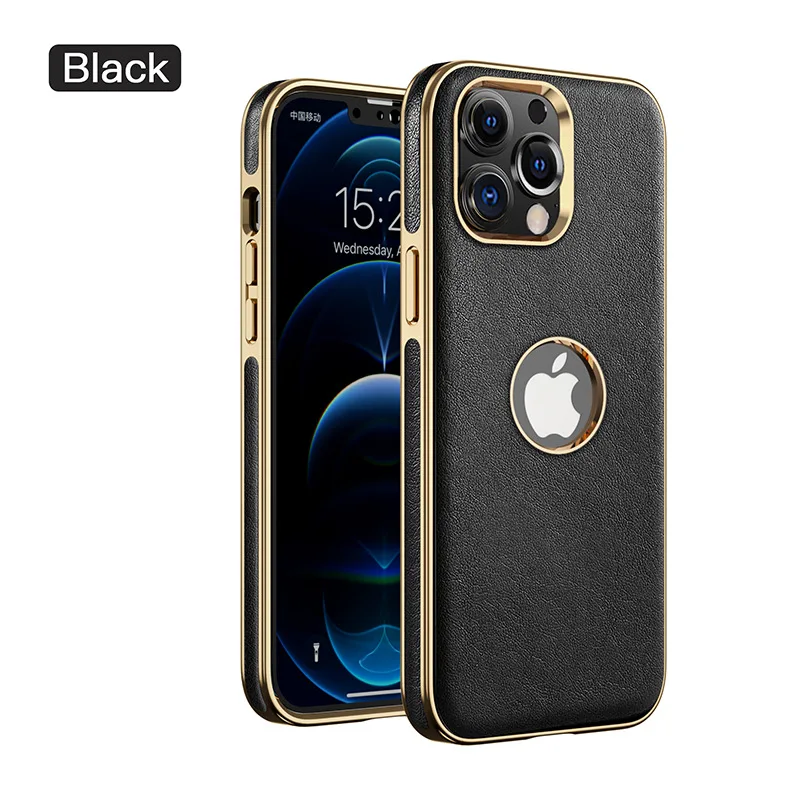 Custodia In Pelle Per Iphone13Promax Straight Gold Edge Hollow Phone Case All-Inclusive Drop-Resistente Iphone13 Cover Protettiva
