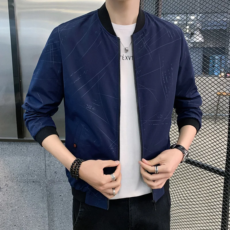 

Мужская Весенняя Новая Модная приталенная Повседневная куртка с принтом Молодежная универсальная красивая тонкая куртка 2023