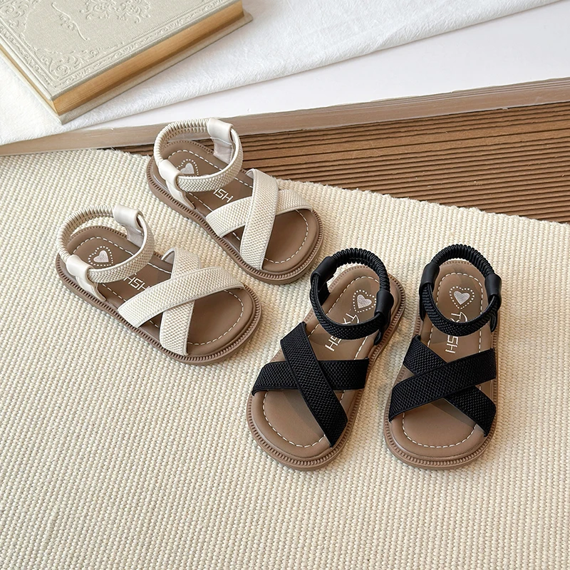 2026년 신상 키즈 여름 샌들 크로스 끈 아동 패션 비치 샌들 미끄럼 방지 오픈..