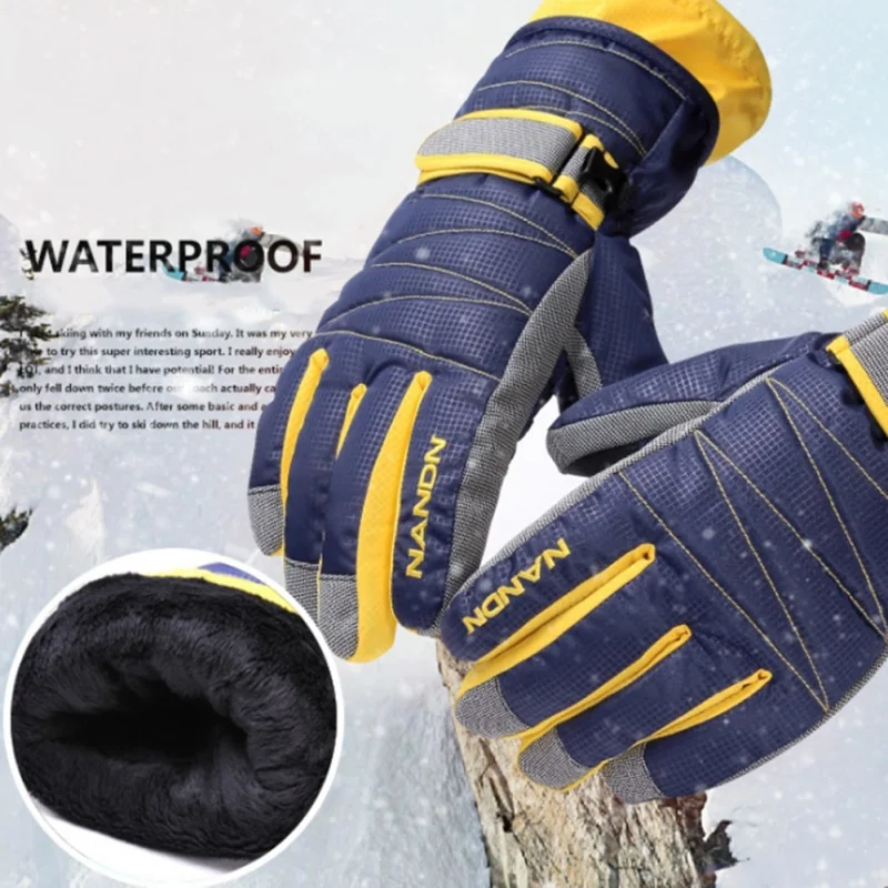 Winter Thermal Ski Gloves Unisex Waterproof Snowboard Anti-slip Cycling Gloves Riding Hiking Motorcycle Warm Fleece Mitten Glove 2