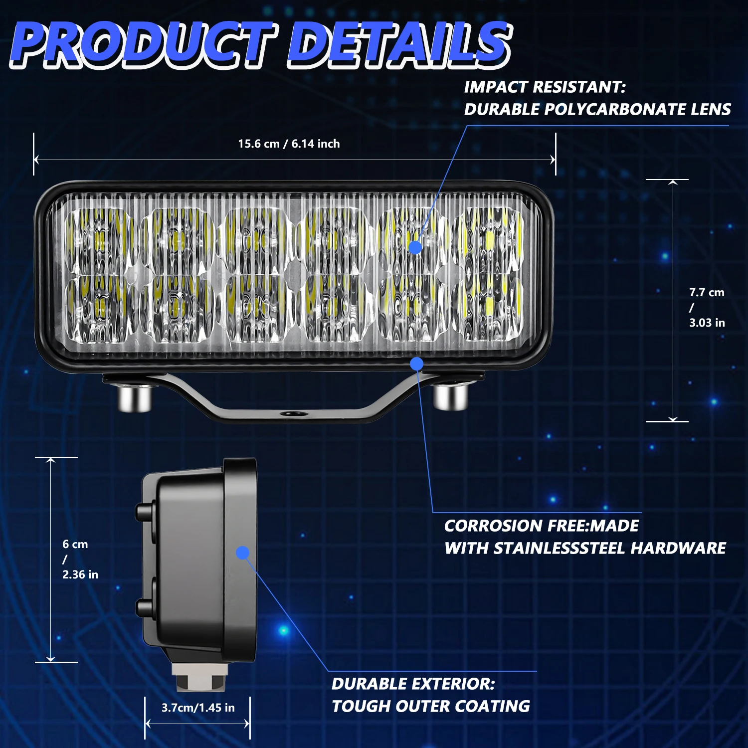 Car Round Miles Projector Super Bright 6000K Spot Flood Combo Lights Car Daytime