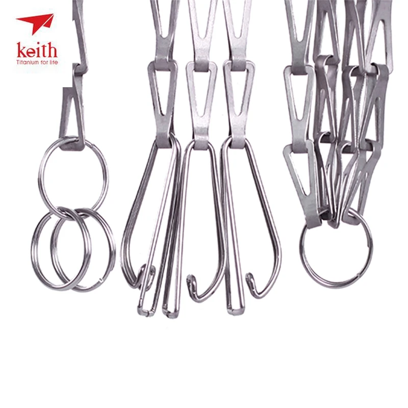 Camping Cookware Keith Titanium Hanging Chain Outdoor Camping Hiking Cookware Hanging Chain BBQ Parts Ultralight 38g 1.8m Ti1600