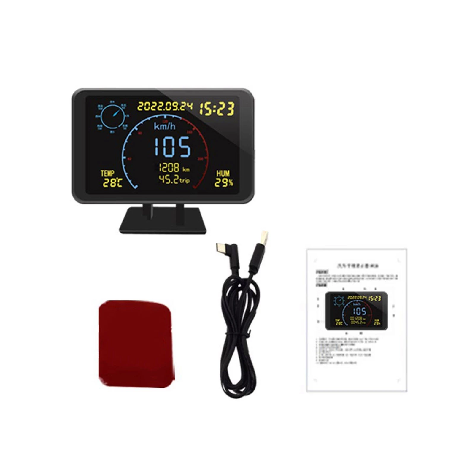 디지털 GPS 속도계 주행거리계 4.7인치 LCD 디스플레이 HUD 디스플레이 과속 경보 기능 포함 모든 5-24V 차량용 HUD 디스플레이