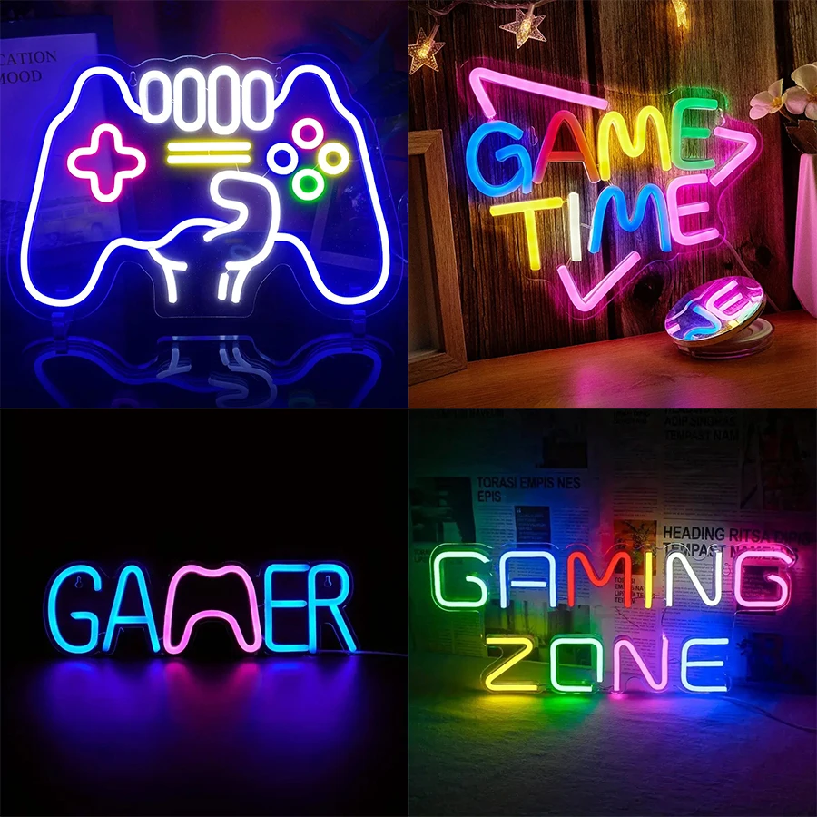 Insegna Al Neon Gamer, Insegna Al Neon A Forma Di Gamepad Per La