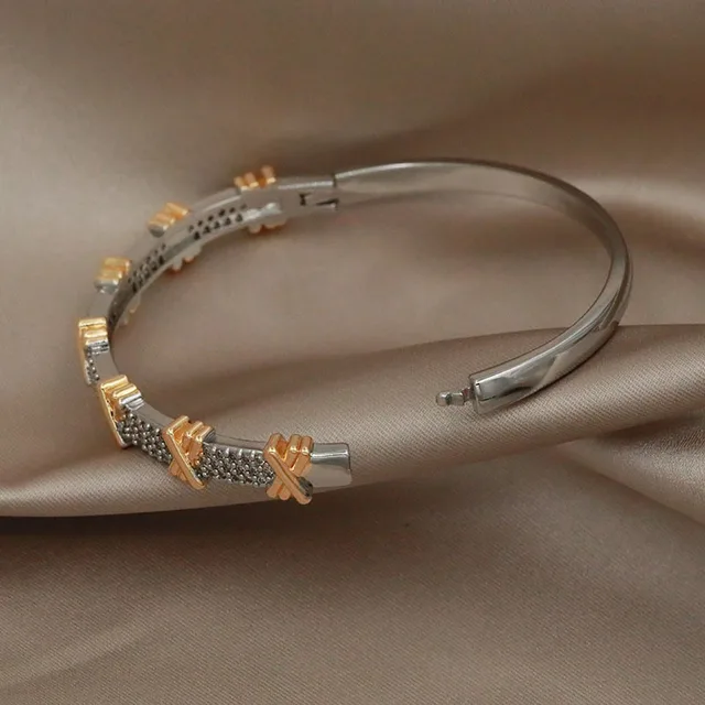 Classical Crystal Cubic Zircon Cross Bangles&Bracelet Letter Wedding Bridal Bracelet Ins Fashion Brand Jewelry 6