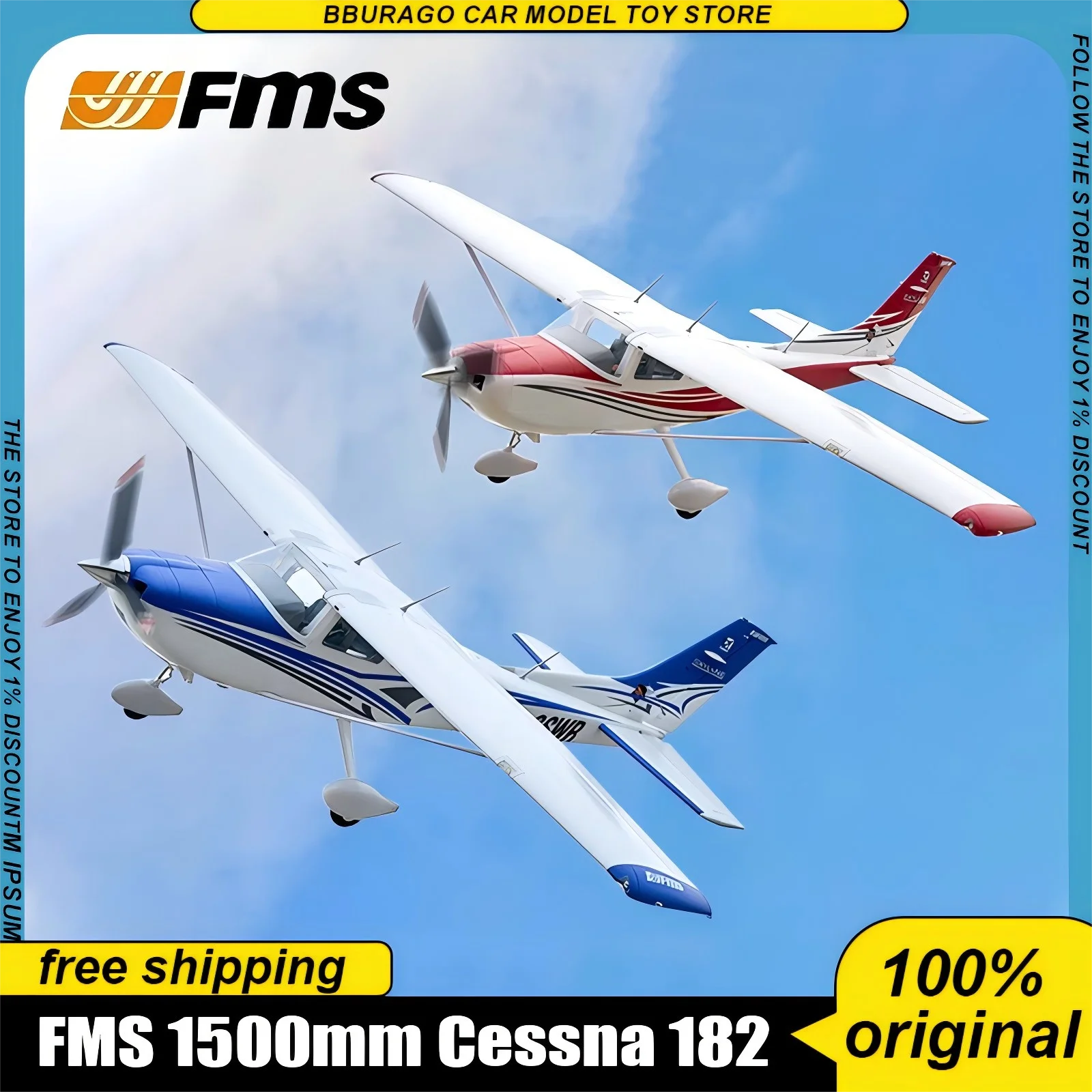 In Stock Fms 1500mm Cessna 182 Trainer Electric Pnp Remote