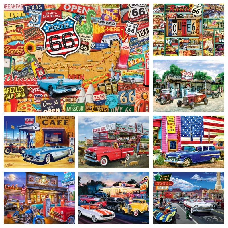 ヴィンテージルート 66 カフェアメリカンダイヤモンド塗装車と