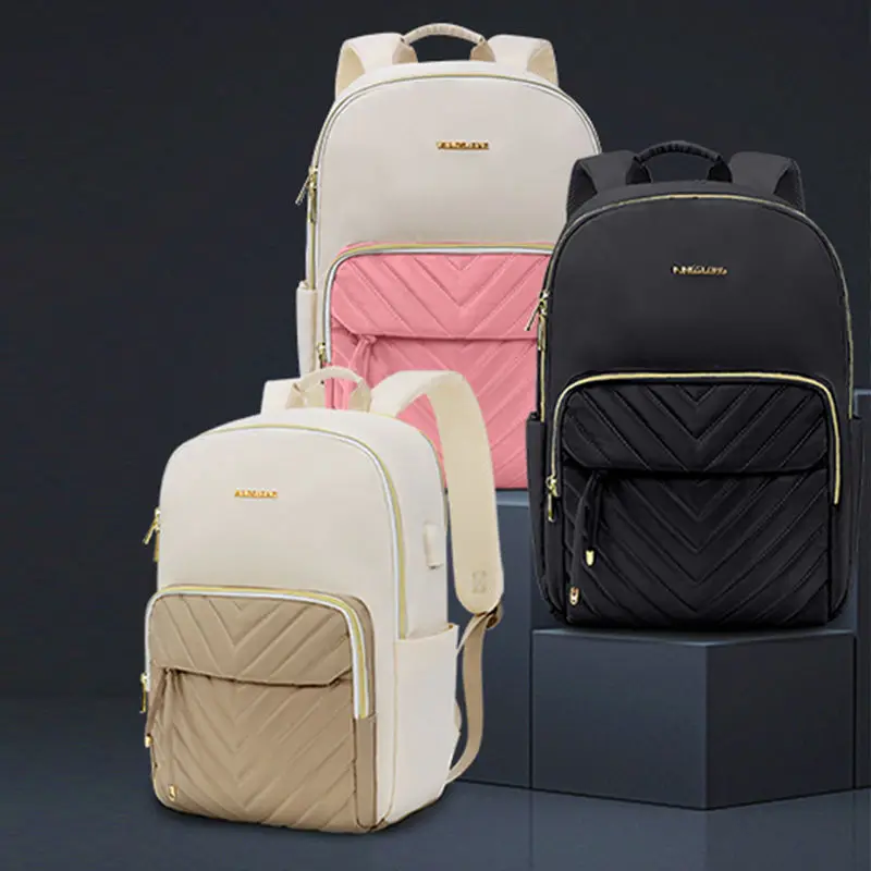 KINGSLONG Fashion Women Backpack Multi-function Large Capacity with USB Port Work Business Casual Travel School Bag