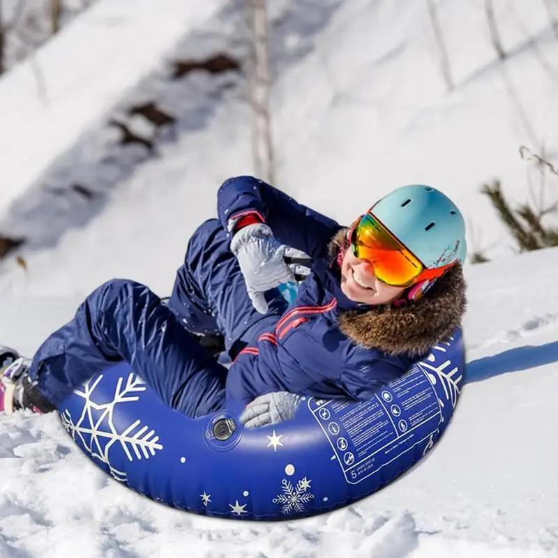 Sledding Tube Kids Inflatable Snow Tube Pvc Thickened Heavy Duty Sleds For Winter Cold-Resistant 35.4 Inch Snow For Winter