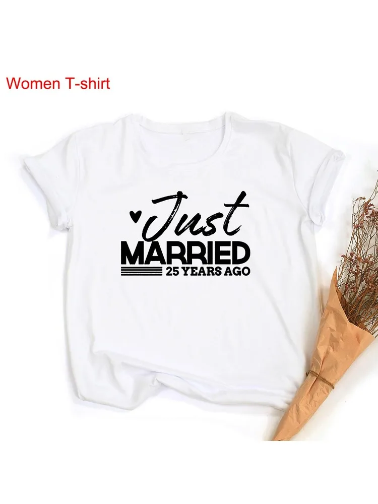 Camisetas con estampado de corazón para parejas, Camisetas estampadas para  matrimonio, aniversario de boda, pareja, 25 años, 1 Uds.|Camisetas| -  AliExpress