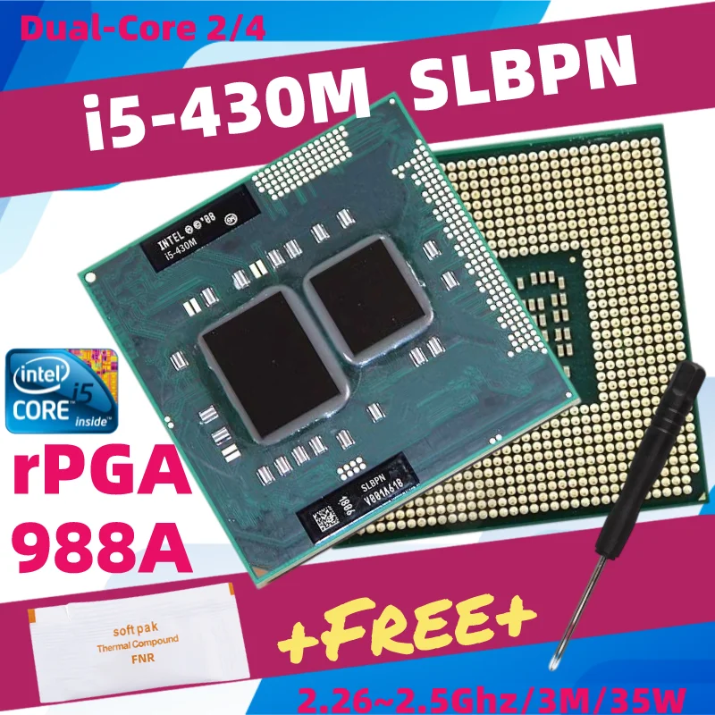 Двухъядерный процессор Core i5 430M SLBPN для ноутбука сокет G1 PGA988 HM55 HM57 QM57 |