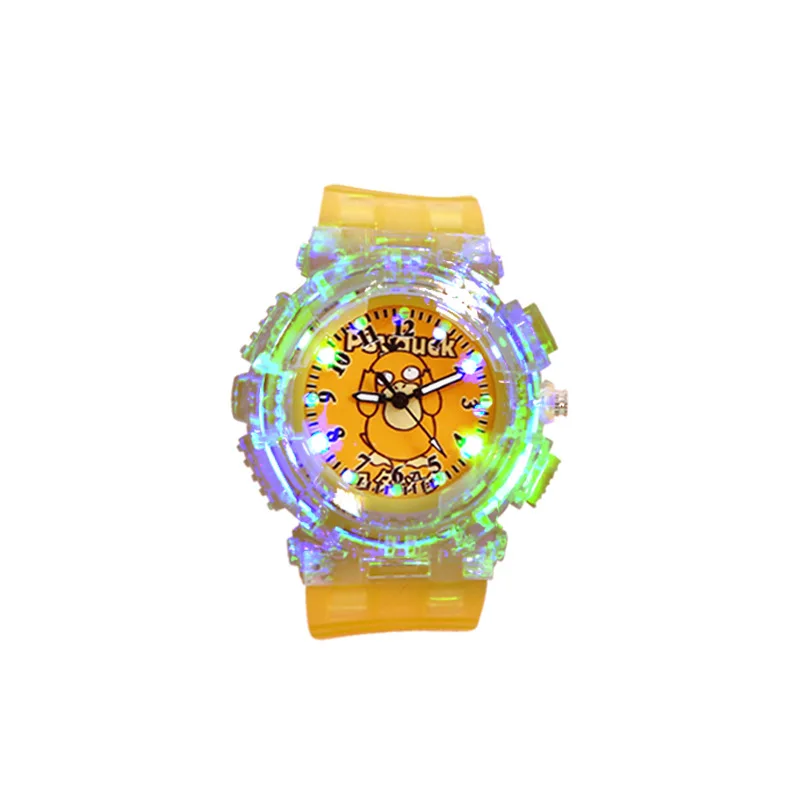 Pikachu Kids Watch – 3D Cartoon Quartz Clock with Colorful Lights & Silicone Strap