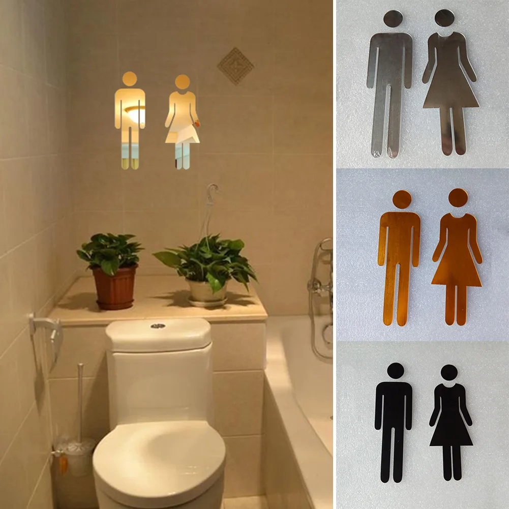 

1 Pair DIY Man & Woman Toilet Stickers WC Door Sign Decals Signs Restroom Washroom Signage Plaque Wall Stickers Decor Removable