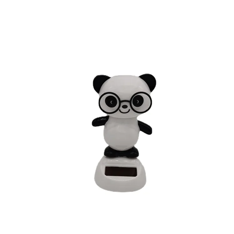 Cartoon Cute Swinging Panda Solar Car Ornament Creative Kawaii Panda Car Decorations Solar Toys Desktop Decorations