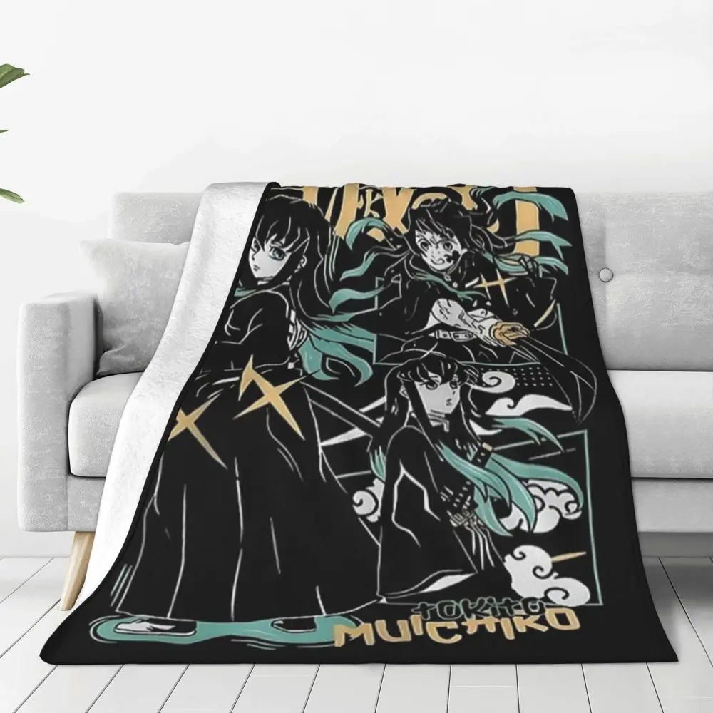 Description Picture 4 of itemMuichiro Tokito Anime Blanket Demon Slayer Kimetsu no Yaiba Soft Plush Throw Blanket For Bedroom Flannel Bedspread Bed Cover