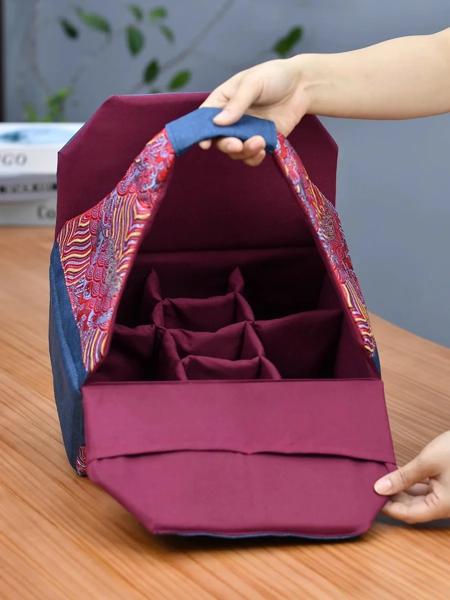 Portable Travel Tea Set Bag, Thickened, One or Two Pots, Sixty or Eighty Cups, Teapot Storage Cloth Bag