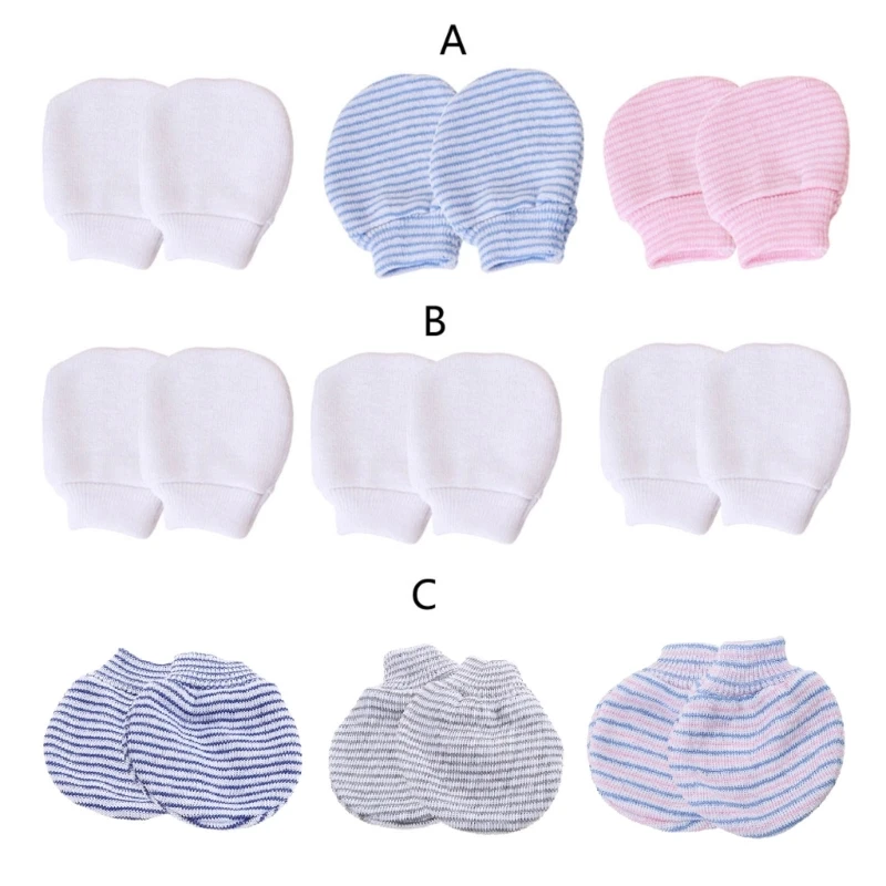 

3 пары/компл. простые милые детские вязаные перчатки для новорожденных, защита от поедания рук, защита от захвата лица, перчатки