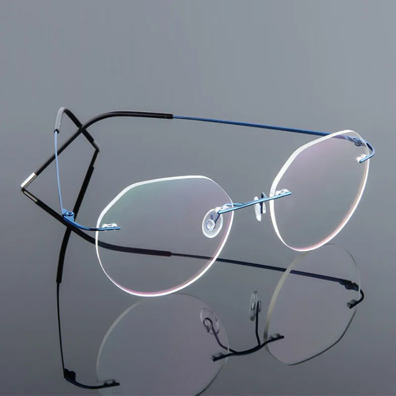 

Female Rimless Folding Titanium Alloy Glasses Frame Women Ultralight Cat Eye Prescription Myopia Optical Eyeglasses Frames