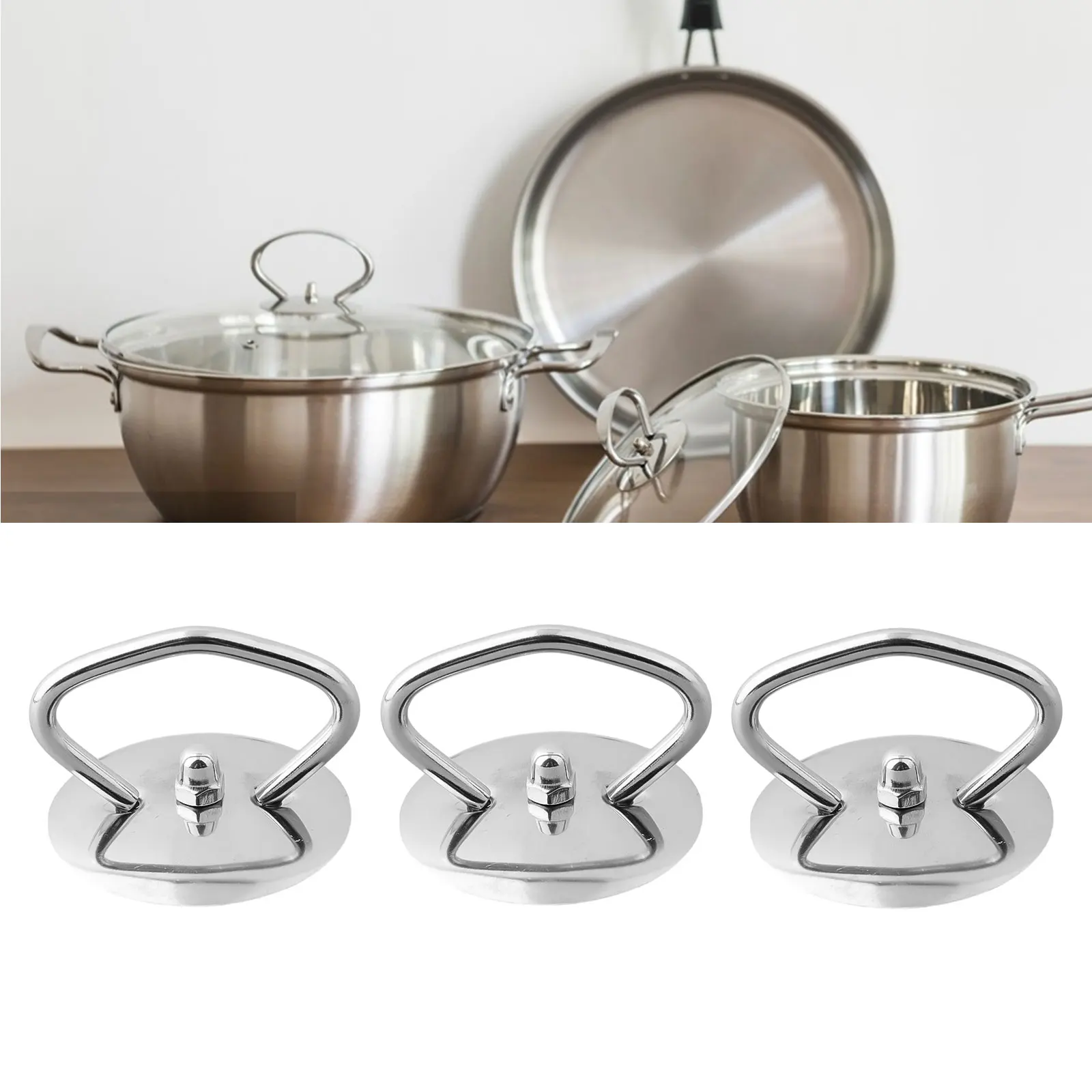 

1/3pcs Stainless Steel Pot Handle Pot Lid Knob Replacement Cookware Cooker Accessories Kitchen Supplies 4.9cmx5.3cmx4.1cm