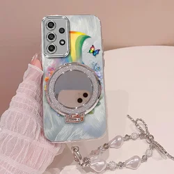 3 - Piece Vibrant Rainbow Phone Case Set with Lanyard and Stand - Galaxy A21s (Silver)
