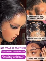 Perruques de cheveux humains brésiliens bouclés ondulés 40 pouces HD Loose Deep Wave 13x6 Lace Front, dentelle transparente HD 13x4 360 pour femmes, densité 250%, pré-plumées avec baby hair, 100% naturelles. 2