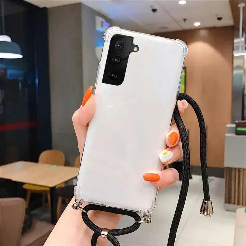 Shockproof Silicone Crossbody Necklace Transparent Phone Case