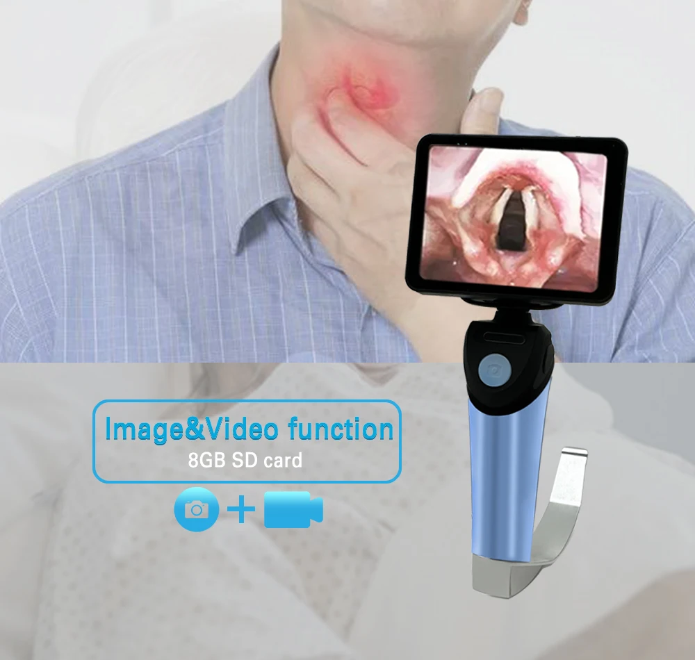 Video Laryngoscope Reusable Sterilizable Blades Color TFT LCD Digital Video Laryngoscope Optional for 6 Stainless Steel Blades