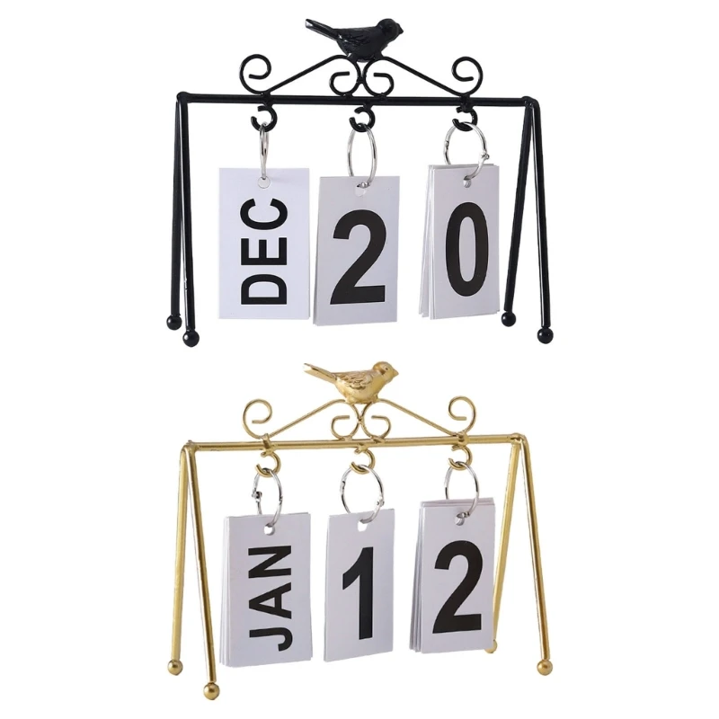 

Desktop Calendar Desk Flip Calendar Iron Stand Reusable Planner