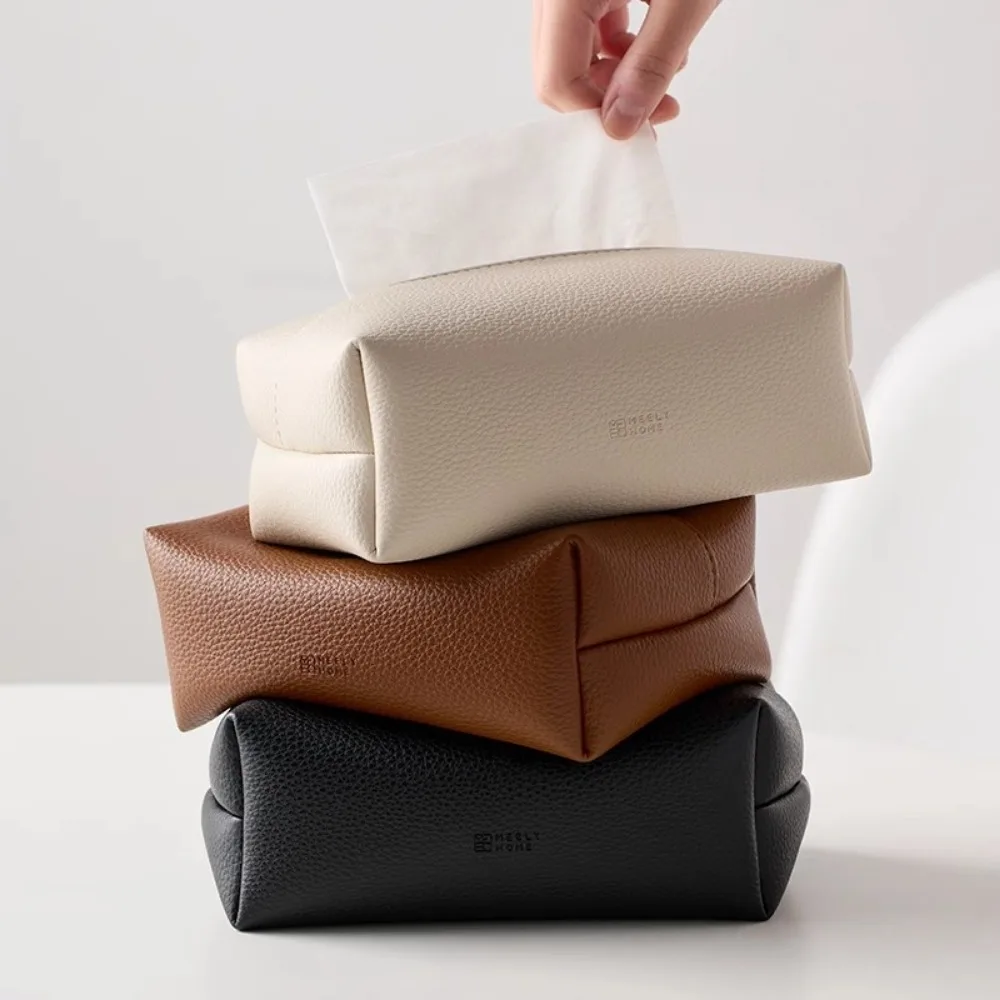 Creative and minimalist leather tissue box, living room light luxury home decor paper box 3