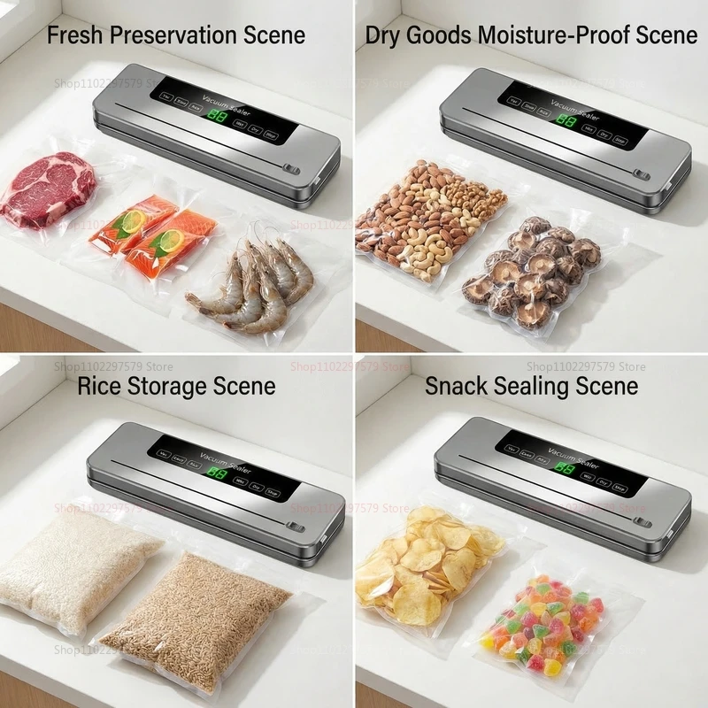 Electric Vacuum Sealer Machine Dry/Wet Food Packaging Vacuum Sealing Bags Built-in Cutter Kitchen Food Storage Vacuum Sealer 6