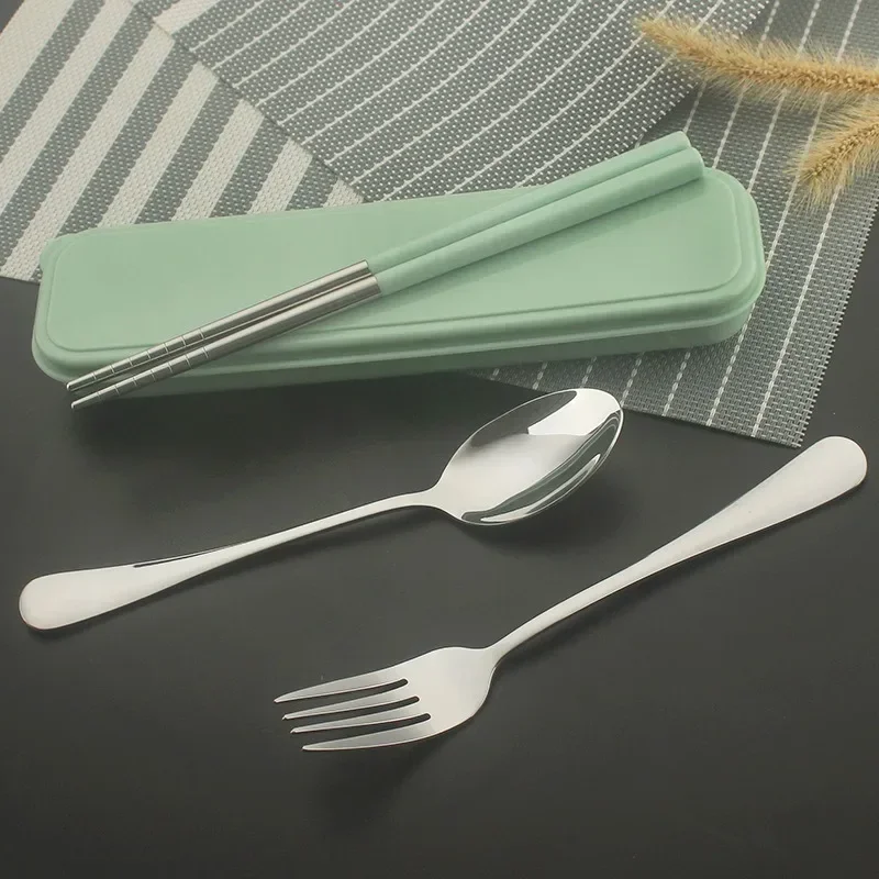 Portable Stainless Steel Cutlery Suit with Storage Box Chopstick Fork Spoon Knife Travel Tableware Set Camping Cutlery cutlery set western style cutlery set picnic cutlery set stainless steel cutlery set picnic tableware camping cutlery set