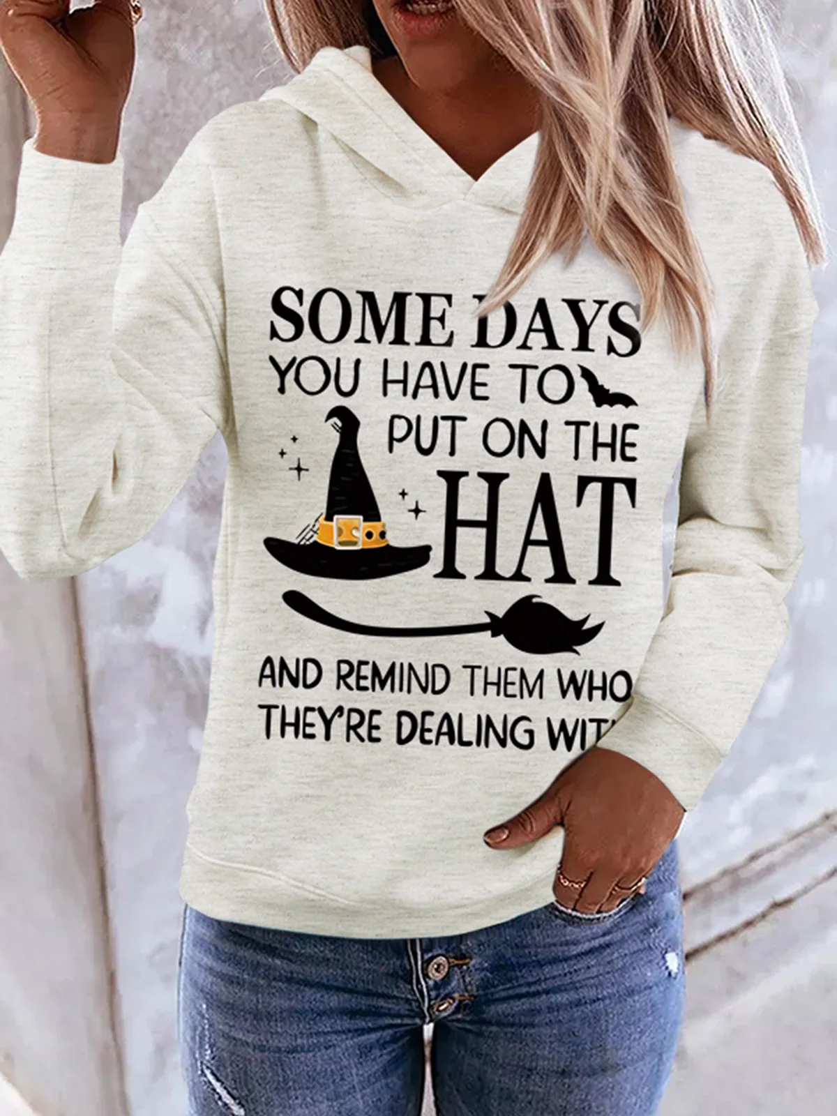 

Halloween Some Days You Have To Put On The Hat Hoodie 2023 Vintage Fashion Women Lazy Style Comfy Autumn Casual Vacation Tops