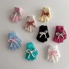 New Winter Cute Solid Color Bow Children Warm Gloves Girls Five Finger Gloves Korean Fashion Windproof Student Cycling Mittens 2